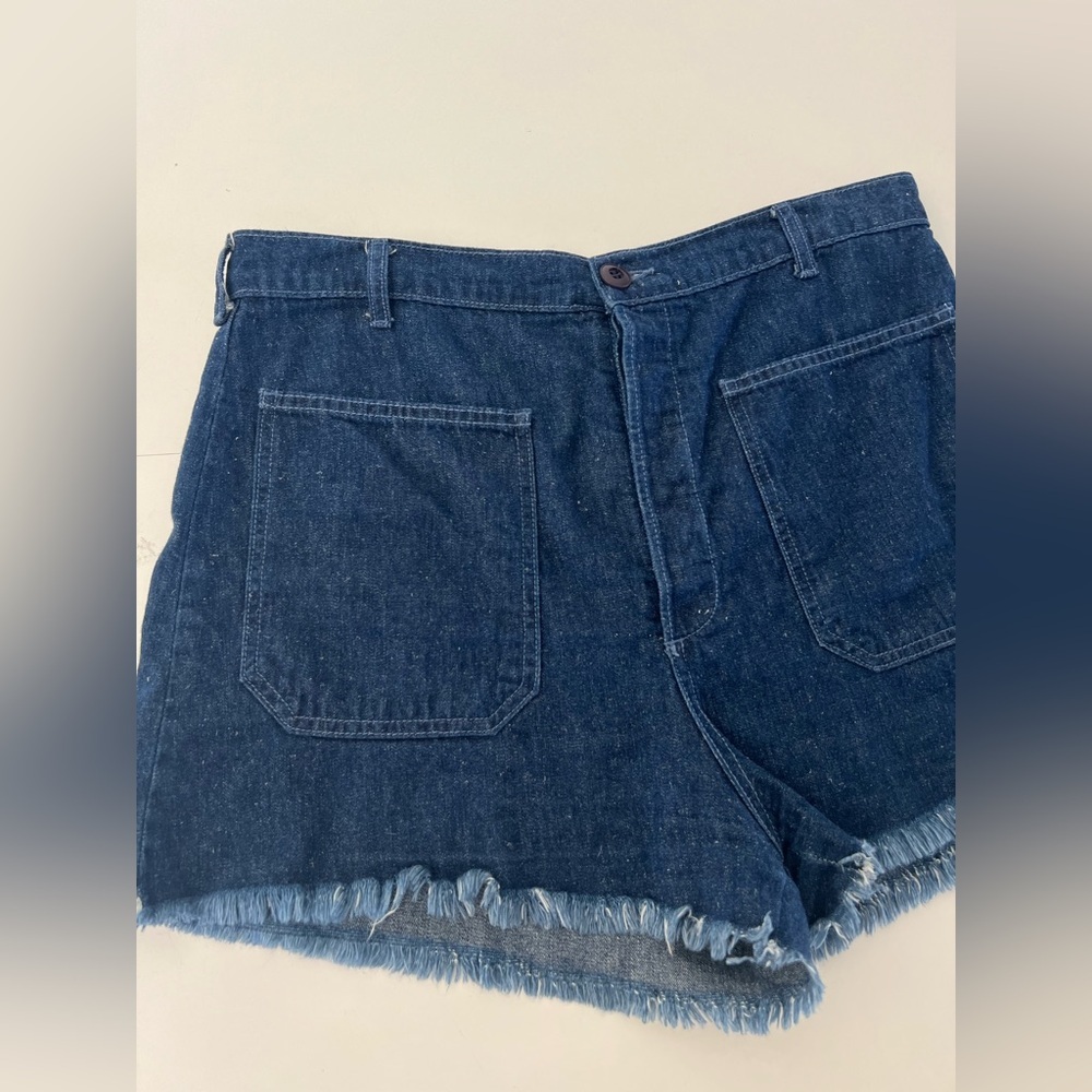 THE GREAT. The Sailor Short Dark Wash Frayed Hem‎ Cotton & Hemp Size 30 - Picture 3 of 12